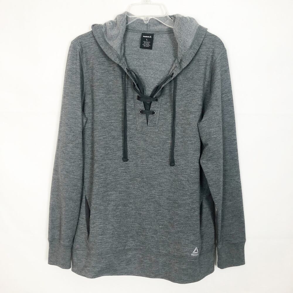 Reebok Lace Up Gray Hoodie Size Large